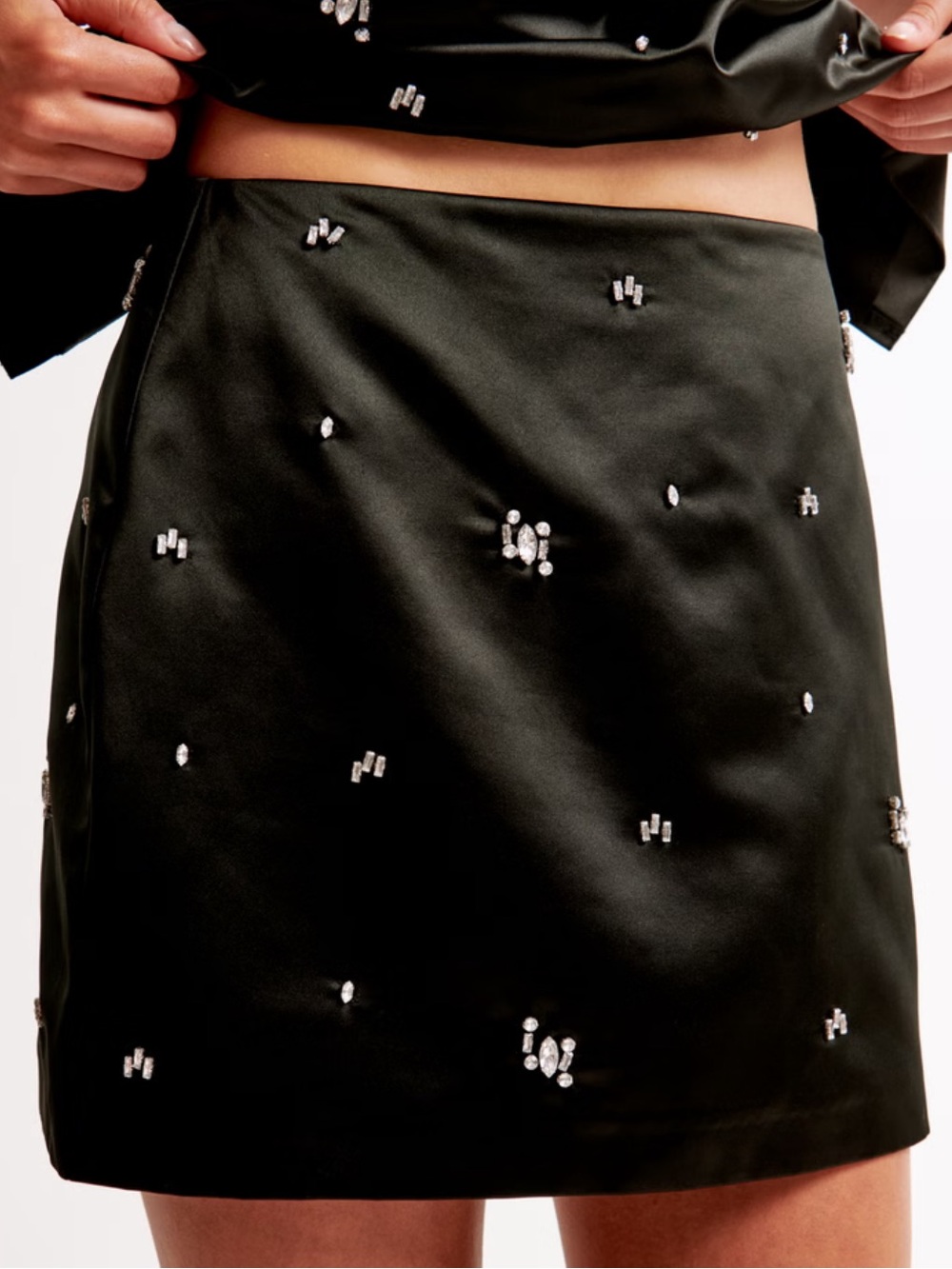 Abercrombie & Fitch Black Mini Skirt with Silver Beading